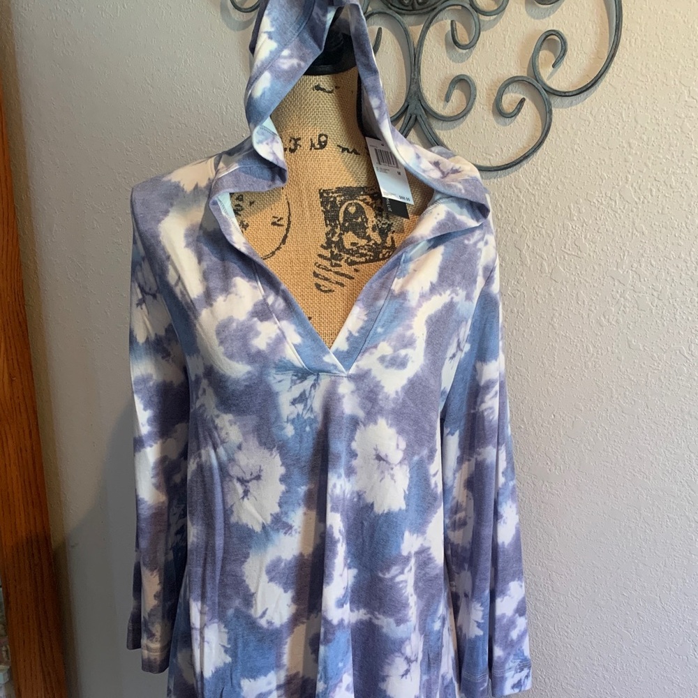 Nally & Millie Blue and White Tie-Dye Hoodie